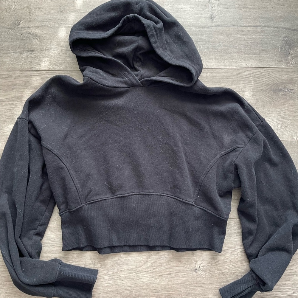 Aerie offline oversized Black Cropped Hoodie Sweatshirt - Women Tops